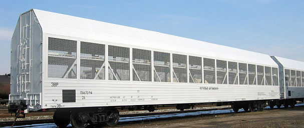 4-осный крытый вагон, модель 11-1804 для легковых автомобилей